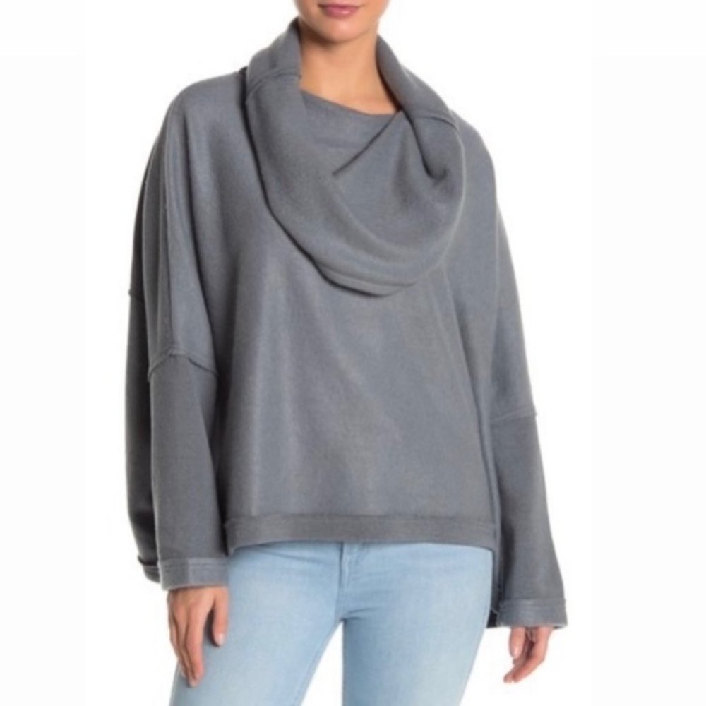 Free People Huntington Oversized Pullover - size S - gray/green